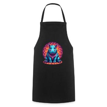 Cute Cartoon Hippopotamus Baby - Cute & Colorful - Cooking Apron - black - Front - AI Model Male 185 dark (185cm)