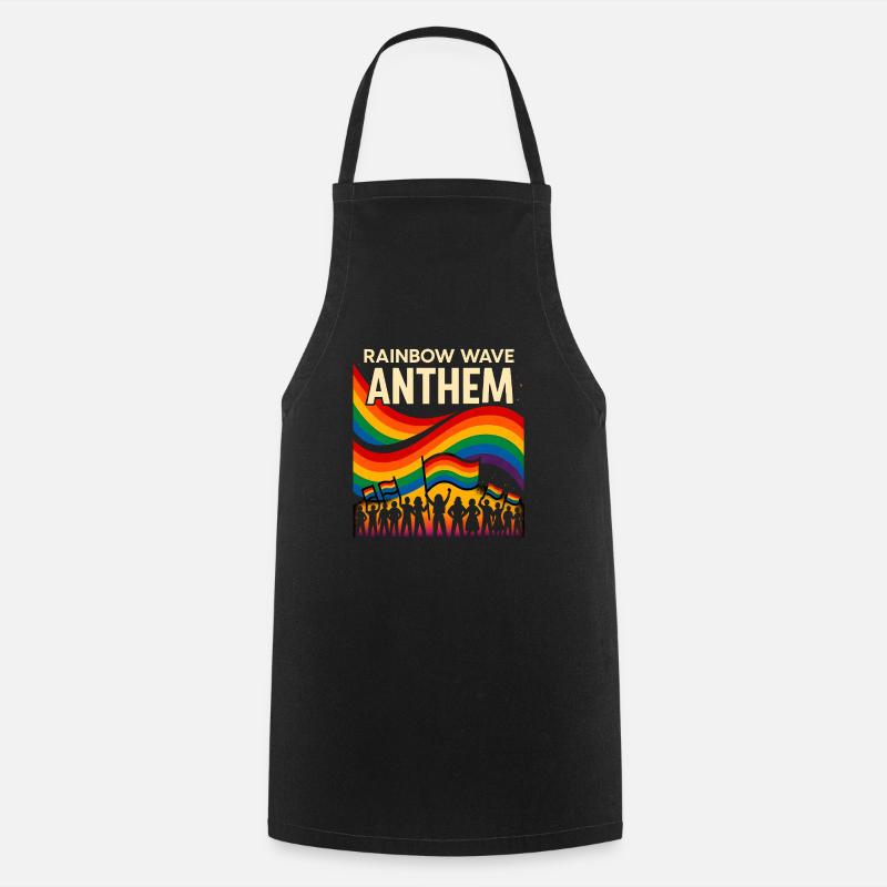 Rainbow Wave Anthem - Cooking Apron - black