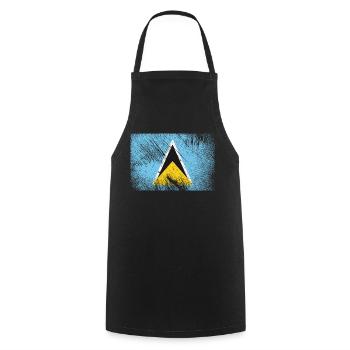 Saint Lucia Flag - Vintage Grunge - Cooking Apron - black - Front - AI Model Male 185 dark (185cm)