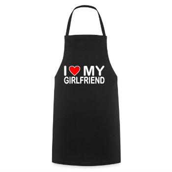 I love my girlfriend - Tablier de cuisine - noir - Devant - AI Model Male 185 dark (185cm)