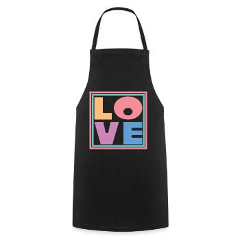 Cool Colorful Love Square Gift Men Women & Kids - Cooking Apron - black - Front - AI Model Male 185 dark (185cm)
