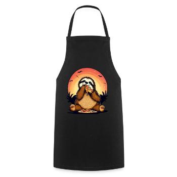 Pizza Faultier im Sonnenuntergang - Kochschürze - Schwarz - Vorne - AI Model Male 185 dark (185cm)