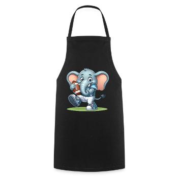 Cute American Football Player Elephant - Cooking Apron - black - Front - AI Model Male 185 dark (185cm)