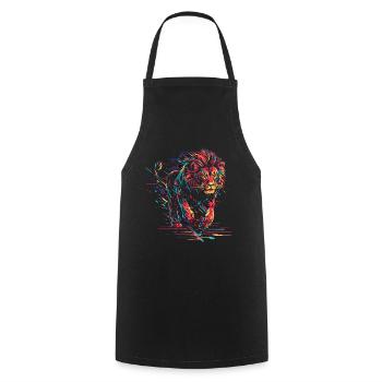 Lion courant tête de lion néon prédateur coloré - Tablier de cuisine - noir - Devant - AI Model Male 185 dark (185cm)