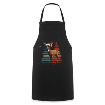 Cerf avec chapeau de Père Noël et lunettes de soleil - Tablier de cuisine - noir - Devant - AI Model Male 185 dark (185cm)