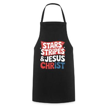 Amerikanischer Gläubiger Christ July 4th Jesus - Kochschürze - Schwarz - Vorne - AI Model Male 185 dark (185cm)