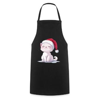 Chat Noël Noël Chat Mignon Joyeux Catmas - Tablier de cuisine - noir - Devant - AI Model Male 185 dark (185cm)