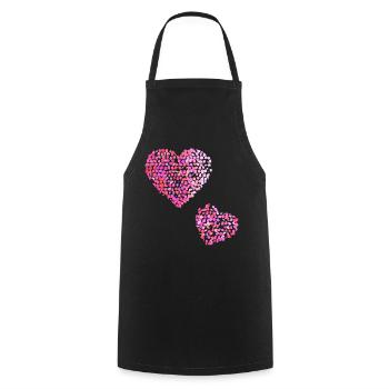 Two pink hearts - Cooking Apron - black - Front - AI Model Male 185 dark (185cm)