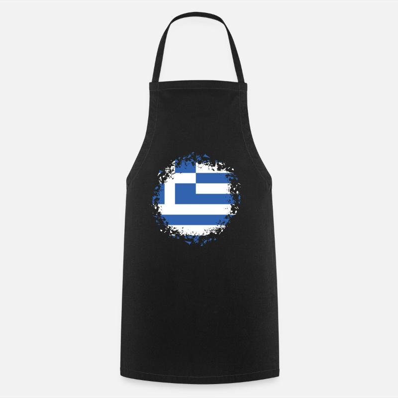 Greece Flag Hellas Athens Greek Flag - Cooking Apron - black
