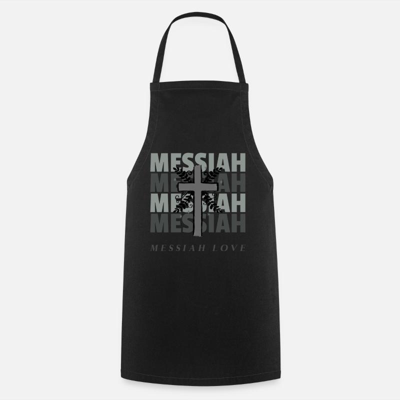 Magliette cristiane | MESSIA AMORE - Grembiule da cucina - nero