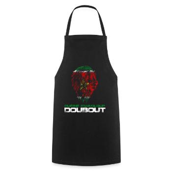 Guadeloupe drapeau guerrier Gwada - Tablier de cuisine - noir - Devant - AI Model Male 185 dark (185cm)