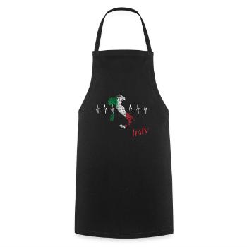 Italy heartbeat Italien - Kochschürze - Schwarz - Vorne - AI Model Male 185 dark (185cm)