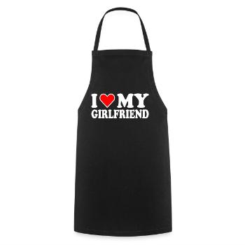 I love my girlfriend - Tablier de cuisine - noir - Devant - AI Model Male 185 dark (185cm)