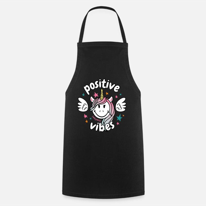 SmileyWorld Smiling Unicorn Positive Vibes - Cooking Apron - black