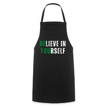 Believe in Yourself! Motivation Self-Love Coach - Cooking Apron - black - Front - AI Model Male 185 dark (185cm)