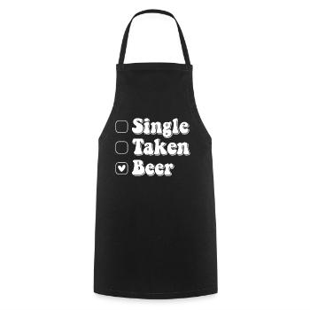 Single Taken Beer Heart - Funny Beer Saying - Cooking Apron - black - Front - AI Model Male 185 dark (185cm)