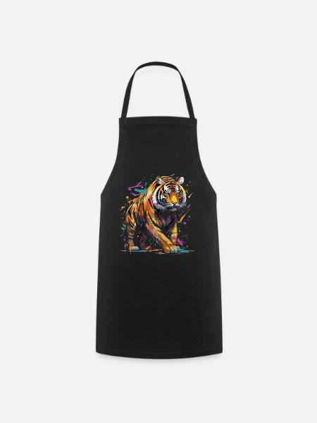 Wütender Tiger. Wut im Graffiti-Stil. - Forklæde - sort