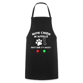 Mon Chien Préféré M'Appelle Cadeau Humour - Tablier de cuisine - noir - Devant - AI Model Male 185 dark (185cm)
