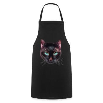 Black Cat not happy with blue eyes - Cooking Apron - black - Front - AI Model Male 185 dark (185cm)