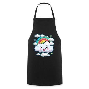 Cute cloud with rainbow - Cooking Apron - black - Front - AI Model Male 185 dark (185cm)