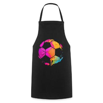 COLORFUL FOOTBALL COLORED SOCCER - Cooking Apron - black - Front - AI Model Male 185 dark (185cm)