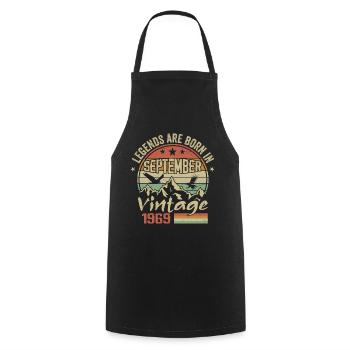 September 1969 Birthday Gift September 1969 - Cooking Apron - black - Front - AI Model Male 185 dark (185cm)