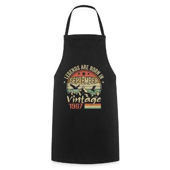 September 1987 Anniversary Gift September 1987 - Cooking Apron - black - Front - AI Model Male 185 dark (185cm)
