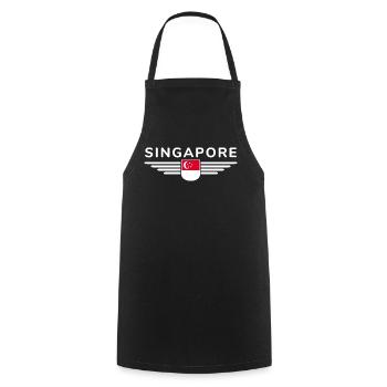 Singapore Fan Outfit Design T Shirt - Cooking Apron - black - Front - AI Model Male 185 dark (185cm)