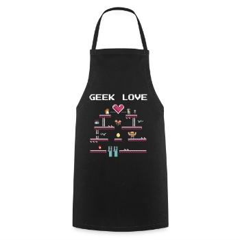 Geek Love Retro Pixel - Kochschürze - Schwarz - Vorne - AI Model Male 185 dark (185cm)