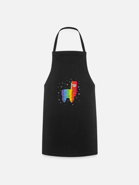 gay Alpaka Regenbogen - Kochschürze - Schwarz