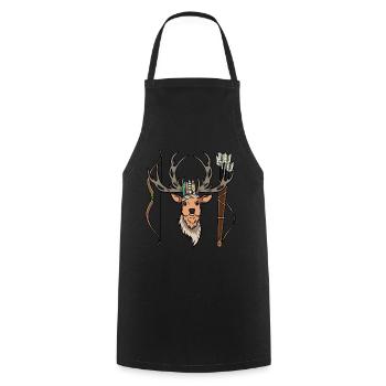 Cerf, Wapiti, Bois, Tête De Cerf, Chasses Sauvages - Tablier de cuisine - noir - Devant - AI Model Male 185 dark (185cm)
