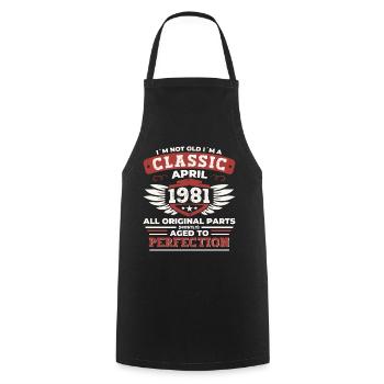 Geburtstag Klassiker Jahrgang 1981 April - Vintage - Kochschürze - Schwarz - Vorne - AI Model Male 185 dark (185cm)