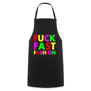 Fuck fast fashion - Tablier de cuisine - noir - Devant - AI Model Male 185 dark (185cm)
