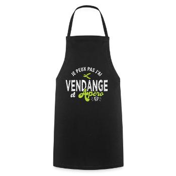 je peux pas j ai vendange Cadeau cool vigneron - Tablier de cuisine - noir - Devant - AI Model Male 185 dark (185cm)