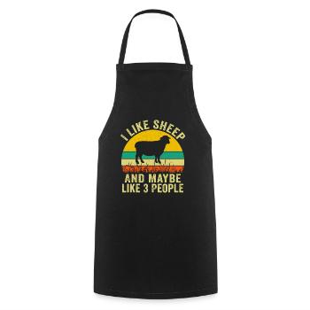 I like sheep and maybe 3 people - Cooking Apron - black - Front - AI Model Male 185 dark (185cm)