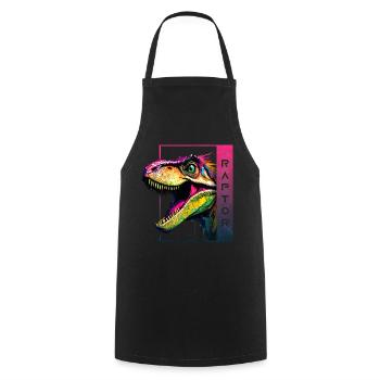 Dynamic Velociraptor - Oeuvre d’art Roaring Raptor - Tablier de cuisine - noir - Devant - AI Model Male 185 dark (185cm)