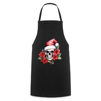 Skull with Santa hat - Cooking Apron - black - Front - AI Model Male 185 dark (185cm)