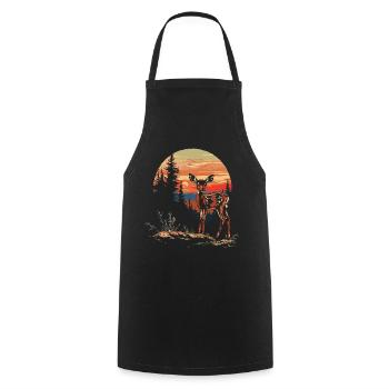 Cerf fauve, Forêt, Cerf, Nature, Coucher de soleil - Tablier de cuisine - noir - Devant - AI Model Male 185 dark (185cm)