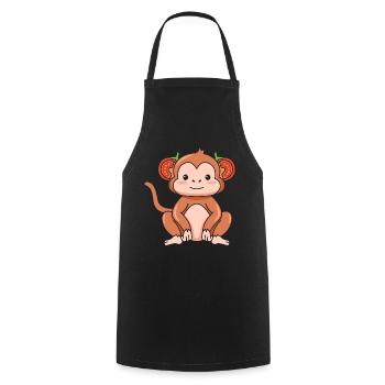 Monkey Tomato Design für Affenliebhaber - Kochschürze - Schwarz - Vorne - AI Model Male 185 dark (185cm)