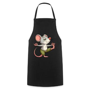 Maus Yoga Meditation Meditieren Balancieren - Kochschürze - Schwarz - Vorne - AI Model Male 185 dark (185cm)
