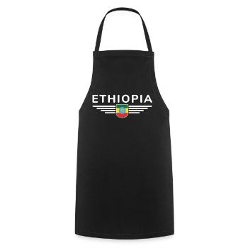 Ethiopia Design – Pride and Culture - Cooking Apron - black - Front - AI Model Male 185 dark (185cm)