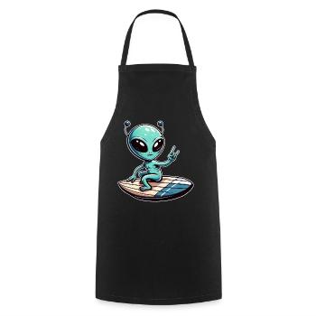Alien Alien UFO Surfer Beach Summer Urla - Cooking Apron - black - Front - AI Model Male 185 dark (185cm)