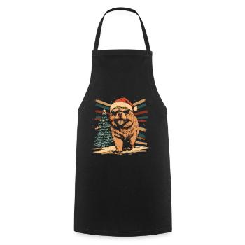 Chow Chow avec lunettes de soleil et chapeau de Noël - Tablier de cuisine - noir - Devant - AI Model Male 185 dark (185cm)