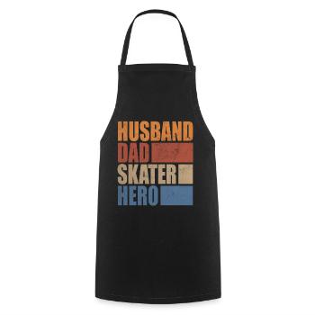 Husband Dad Skater Hero Patinage Skate Skate Board - Tablier de cuisine - noir - Devant - AI Model Male 185 dark (185cm)