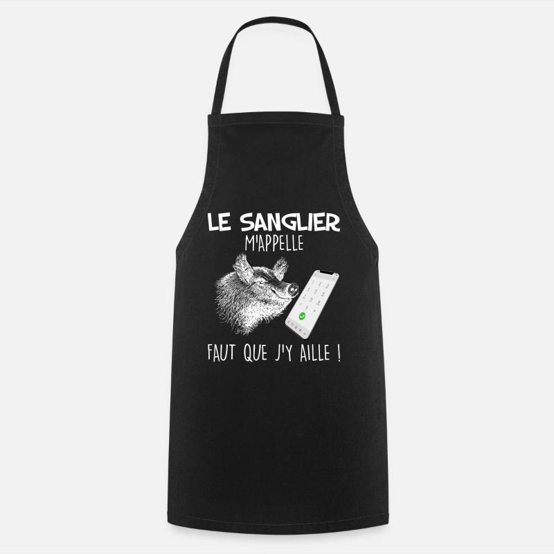 Le sanglier m'appelle cadeau pour papy chasseur - Tablier de cuisine - noir