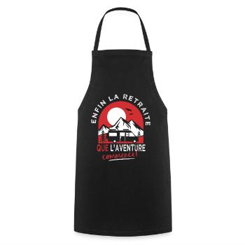 Enfin la Retraite camping car Humour retraité - Tablier de cuisine - noir - Devant - AI Model Male 185 dark (185cm)
