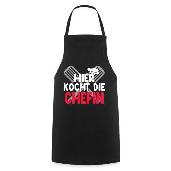 Hier Kocht Die Chefin - Kochschürze - Schwarz - Vorne - AI Model Male 185 dark (185cm)
