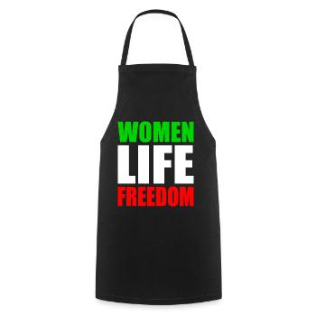 Women life freedom - Kochschürze - Schwarz - Vorne - AI Model Male 185 dark (185cm)