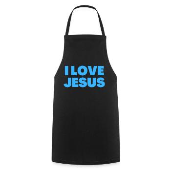 I Love Jesus - Christian Quotes - Cooking Apron - black - Front - AI Model Male 185 dark (185cm)
