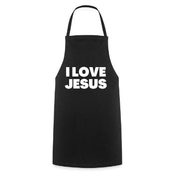 I Love Jesus - Christian Quotes - Cooking Apron - black - Front - AI Model Male 185 dark (185cm)